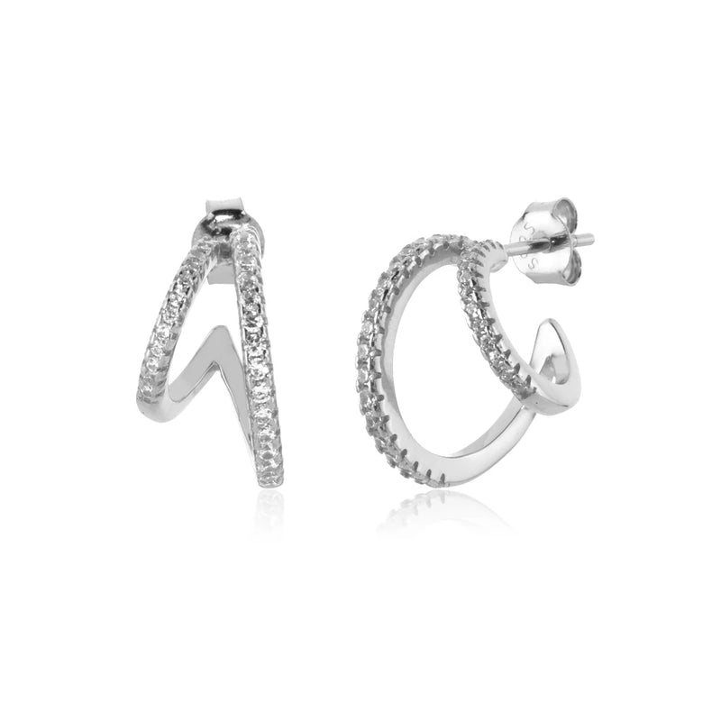 925 Silver Double Circle Piercing Hoop Turquoise Pendiente