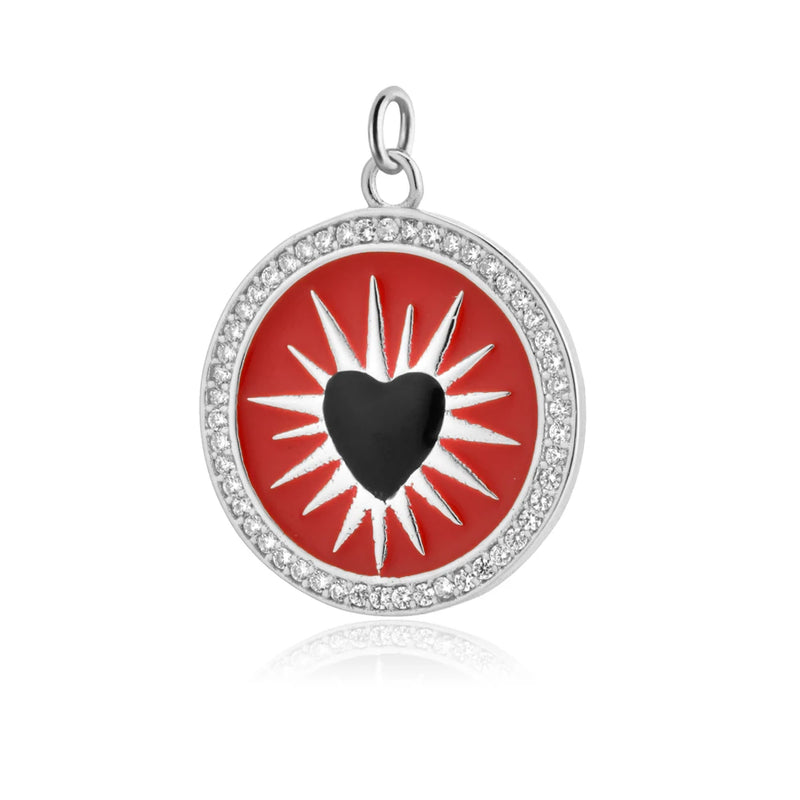 925 Silver Enamel Pendant Crystal Zircon For Necklace Wedding Gift