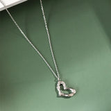 925 Silver Geometric Heart Pendant Necklace Chain Fine Jewelry