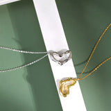 925 Silver Geometric Heart Pendant Necklace Chain Fine Jewelry