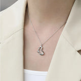 925 Silver Geometric Heart Pendant Necklace Chain Fine Jewelry