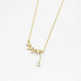 925 Silver Leaves CZ Pendant Necklace Long Chain Women Crystal Jewelry