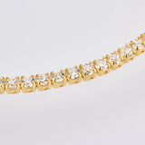925 Silver 2mm Round Chain Zircon Bracelet CZ Bangle Crystal Wedding Jewelry