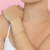 925 Silver 2mm Round Chain Zircon Bracelet CZ Bangle Crystal Wedding Jewelry