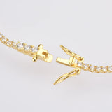 925 Silver 2mm Round Chain Zircon Bracelet CZ Bangle Crystal Wedding Jewelry