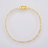 925 Silver 2mm Round Chain Zircon Bracelet CZ Bangle Crystal Wedding Jewelry