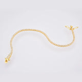 925 Silver 2mm Round Chain Zircon Bracelet CZ Bangle Crystal Wedding Jewelry