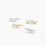 925 Silver Oval Crystal Climber Earring Piercings