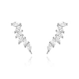 925 Silver Oval Crystal Climber Earring Piercings