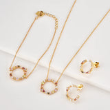 925 Silver Circle Pendant Bracelet Rainbow Jewelry Gift Women