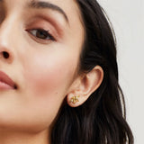 925 Silver Clear Zircon Flower Stud Earrings Yellow Fine Jewelry