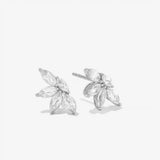 925 Silver Clear Zircon Flower Stud Earrings Yellow Fine Jewelry
