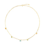 925 Silver Colorful CZ Charm Necklace Choker Chain Women Jewelry Wedding