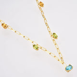 925 Silver Colorful CZ Charm Necklace Choker Chain Women Jewelry Wedding