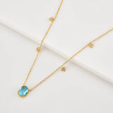 925 Silver Colorful CZ Charm Necklace Choker Chain Women Jewelry Wedding