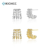 925 Silver Four Circle Zircon CZ Hoop Earrings