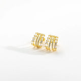 925 Silver Four Circle Zircon CZ Hoop Earrings