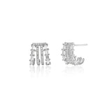 925 Silver Four Circle Zircon CZ Hoop Earrings