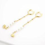 925 Silver Chain Drop Earring Hoop Earring with Pendant and Silver Pearl Clip