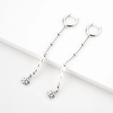 925 Silver Chain Drop Earring Hoop Earring with Pendant and Silver Pearl Clip
