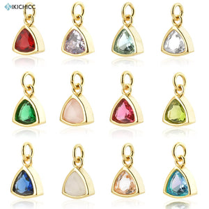 925 Silver Birthstone Triangle Zircon Pendant For Choker Necklace