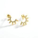 925 Silver Moon Spike Stud Earring Women Rock Punk Fine Jewelry