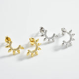 925 Silver Moon Spike Stud Earring Women Rock Punk Fine Jewelry