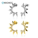 925 Silver Moon Spike Stud Earring Women Rock Punk Fine Jewelry