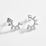 925 Silver Moon Spike Stud Earring Women Rock Punk Fine Jewelry