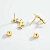 925 Silver Moon Spike Stud Earring Women Rock Punk Fine Jewelry