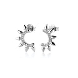 925 Silver Moon Spike Stud Earring Women Rock Punk Fine Jewelry