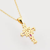 925 Silver Rainbow CZ Cross Pendant Necklace Crystal