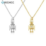925 Silver Robert Future Pendant Necklace Long Chain Women Crystal Jewelry
