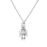 925 Silver Robert Future Pendant Necklace Long Chain Women Crystal Jewelry
