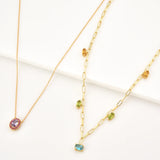 925 Silver Red Zircon CZ Pendant Long Chain Necklace