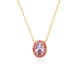 925 Silver Red Zircon CZ Pendant Long Chain Necklace