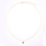 925 Silver Green Cross Pendant Necklace Small Zircon CZ Wedding Jewelry