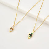 925 Silver Green Cross Pendant Necklace Small Zircon CZ Wedding Jewelry