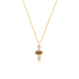 925 Silver Green Cross Pendant Necklace Small Zircon CZ Wedding Jewelry