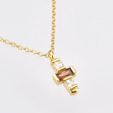 925 Silver Green Cross Pendant Necklace Small Zircon CZ Wedding Jewelry