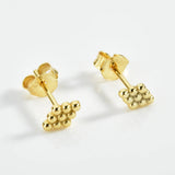 925 Silver Square Stud Earrings Women Piercing Fine Jewelry
