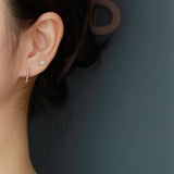 925 Silver Square Stud Earrings Women Piercing Fine Jewelry