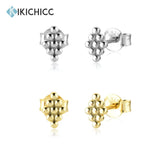 925 Silver Square Stud Earrings Women Piercing Fine Jewelry
