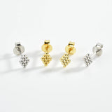 925 Silver Square Stud Earrings Women Piercing Fine Jewelry