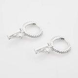 925 Silver Spike CZ Eternity Hoop Earrings