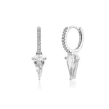 925 Silver Spike CZ Eternity Hoop Earrings