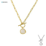 925 Silver Milk Ctystal Zircon Pave Pendant Long Chain CZ Women Wedding Jewelry