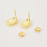 925 Silver Square Stud Earring Women Fine Jewelry Piercing Clips Rock Punk