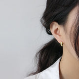 925 Silver Square Stud Earring Women Fine Jewelry Piercing Clips Rock Punk