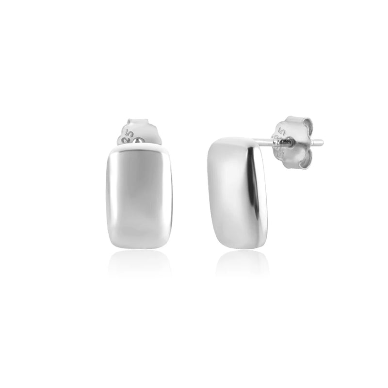 925 Silver Square Stud Earring Women Fine Jewelry Piercing Clips Rock Punk